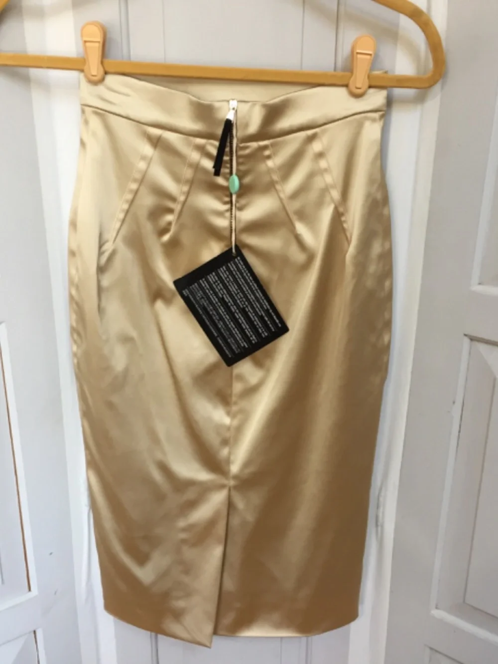 Dolce & Gabbana Gold Satin Pencil Skirt